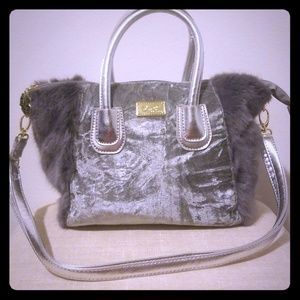 Betsey Johnsom Silver Fur Purse
